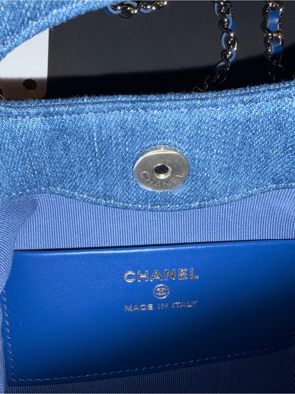 NWT CHANEL shopper 31 (nano)  Quilted Denim Mini Top-Handle Bag in Blue - Picture 8 of 16